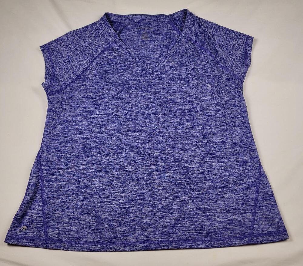 Ideology Shirt Womens XL Purple Space Dye V Neck Cap Sleeve Lightweight Top